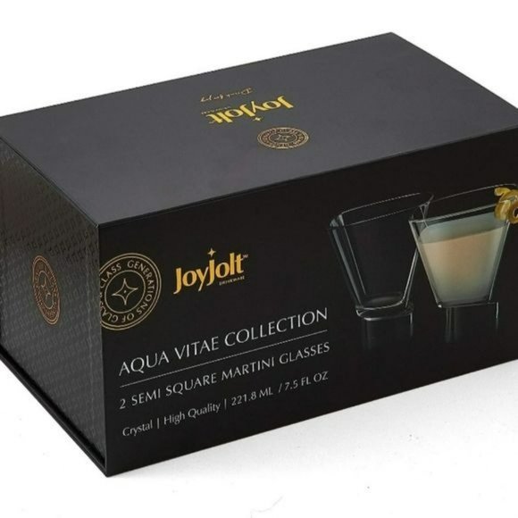 Set of Two‎ Semi Square Cocktail Dessert Martini Crystal Drinking Glass 7.5 Oz - Picture 1 of 16